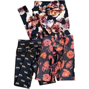 BUNDLE Victoria’s Sport Tights / Leggings, XS, Black Rose, Leopard Print, Floral